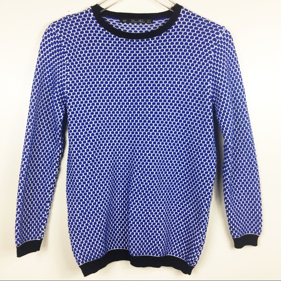 Zara Sweaters - Zara knit blue white black trim sweater sm-CG00102